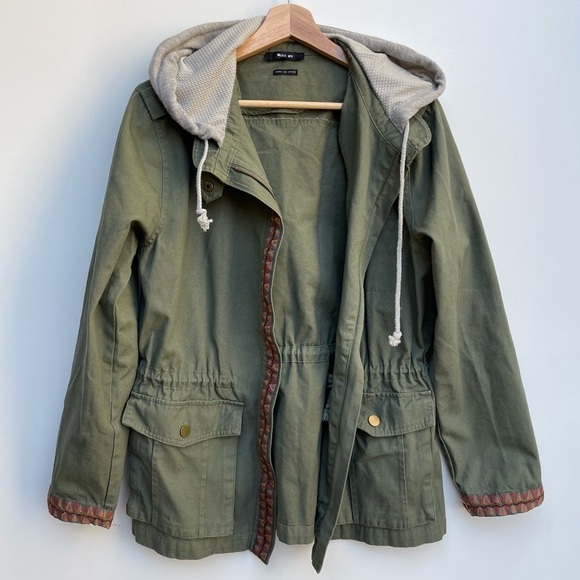 Miss Me Green Hooded Utility Jacket Size S - Picture 3 of 14